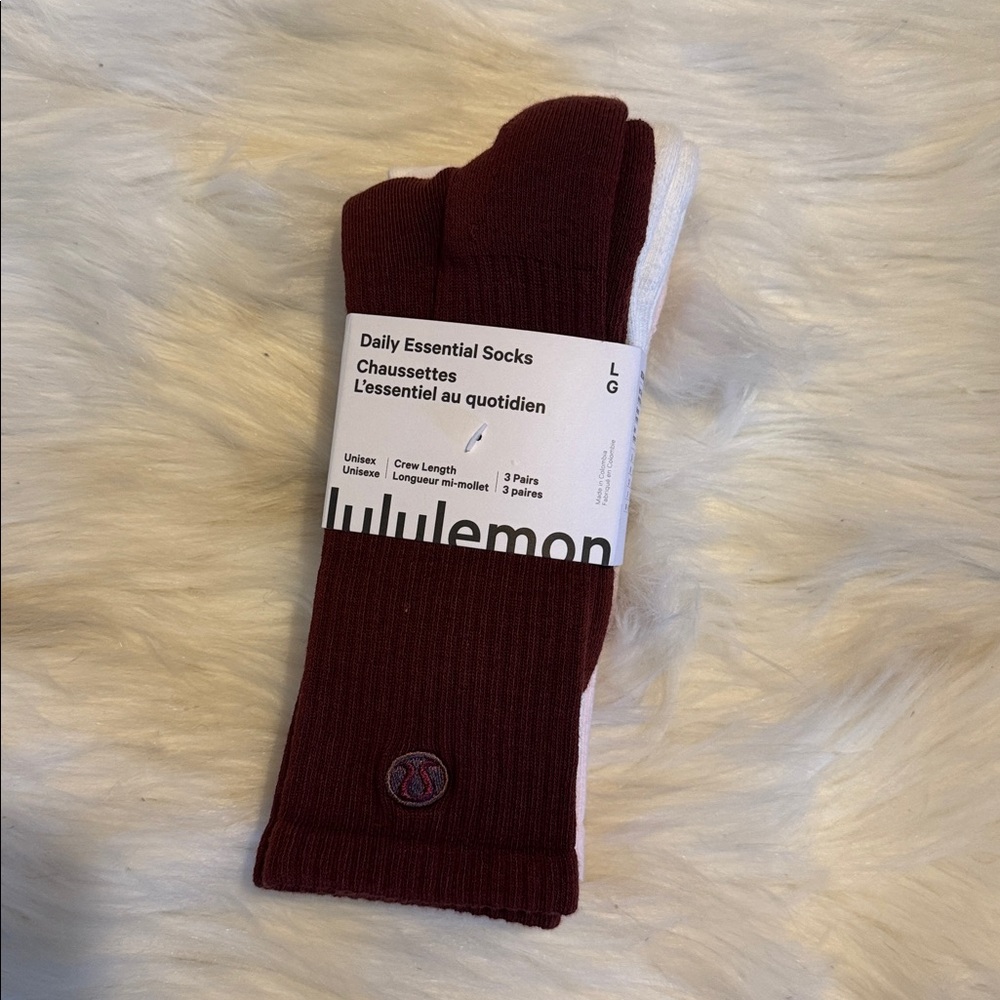 Lululemon Unisex Daily Essential Crew Length Socks sz Large
